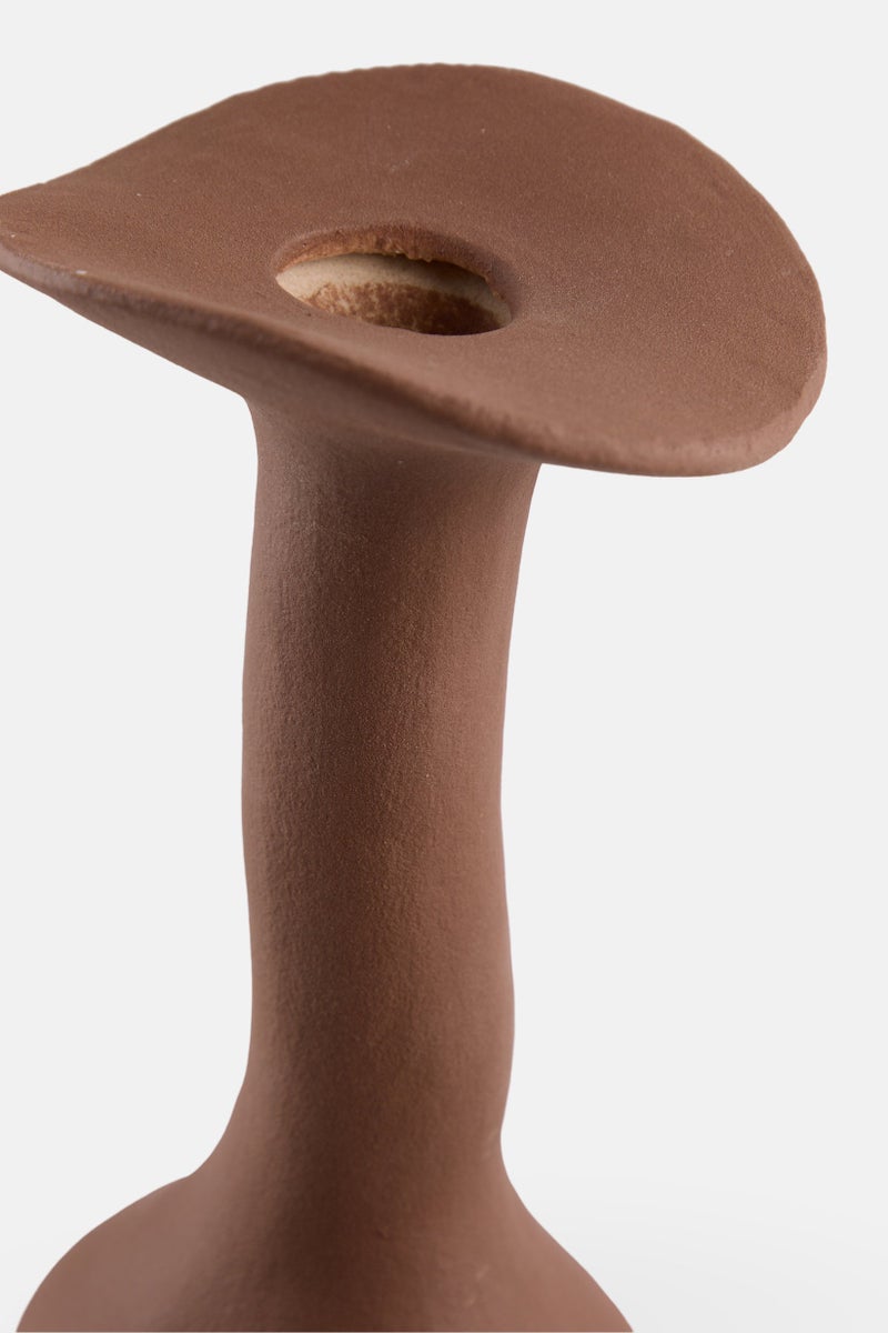 Muy Mucho Petal Shaped Mouth Decorative Ceramic Flower Vase, Choco Brown - Image 3